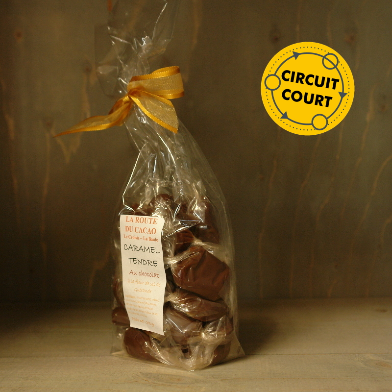 La Route du Cacao - caramel tendre chocolat à la fleur de sel de Guérande 250gLa Route du Cacao - caramel tendre chocolat à la fleur de sel de Guérande 250g